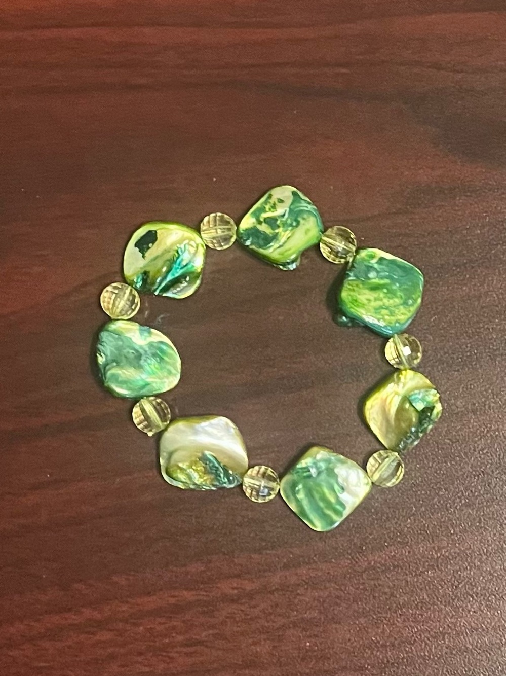 Green Beaded Stretch Bracelet